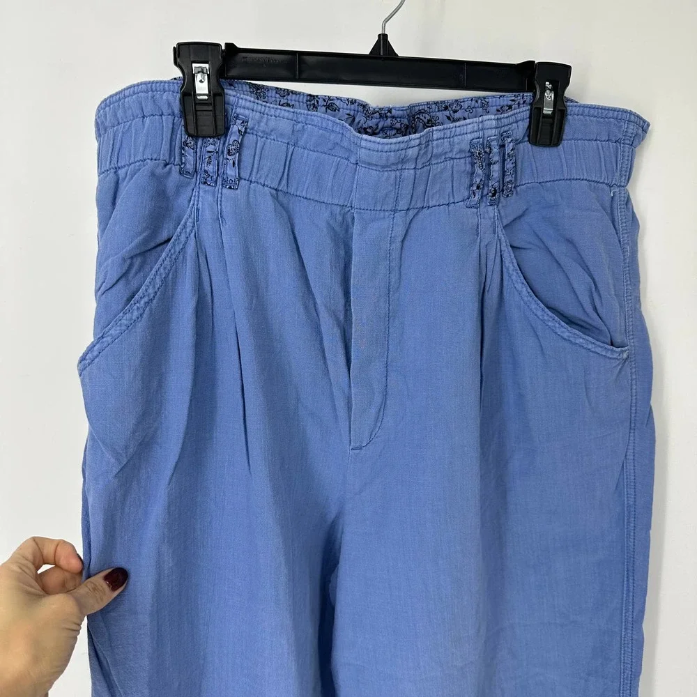 Anthropologie malin utility pants size large blue (missing belt) pull on - Picture 4 of 9